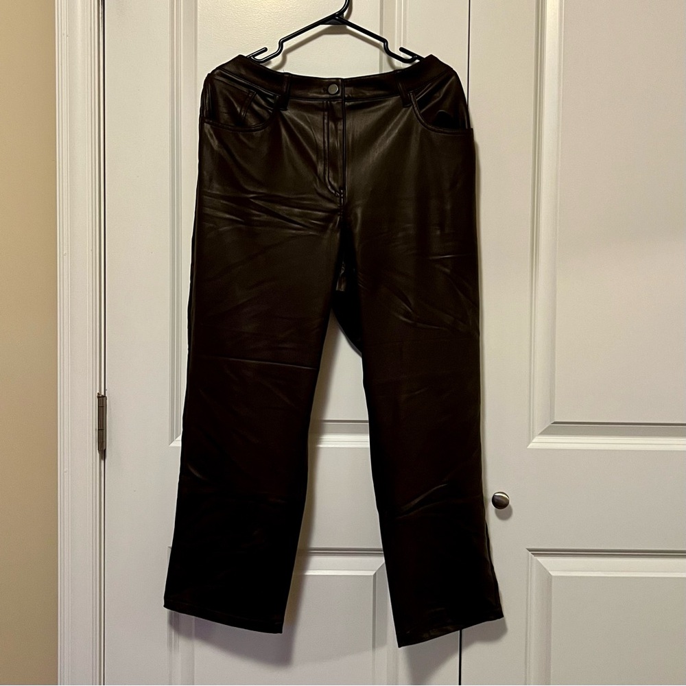 Reitmans Chocolate Brown Faux Leather Pants